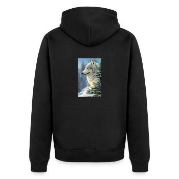 Loup | Prédateur | Chien | Mystique - Veste à capuche bio Premium Unisexe - noir - Dos - Nico (187cm)