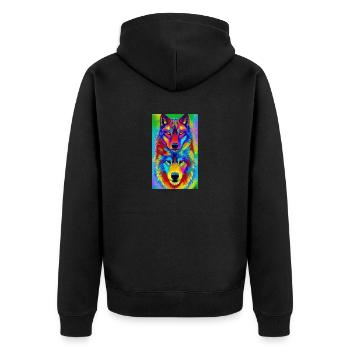 Wolf | Raubtier | Hund | Mystisch - Unisex Premium Bio Zip Hoodie - Schwarz - Hinten - Nico (187cm)