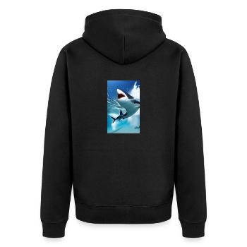 Shark | Great White Shark | Sea creature | Fish - Unisex Premium Organic Zip Hoodie - black - Back - Nico (187cm)