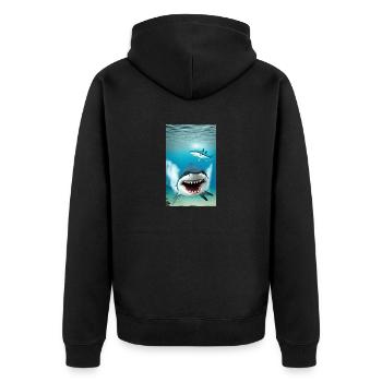 Shark | Great White Shark | Sea creature | Fish - Unisex Premium Organic Zip Hoodie - black - Back - Nico (187cm)