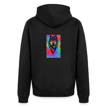 Loup | Prédateur | Chien | Mystique - Veste à capuche bio Premium Unisexe - noir - Dos - Nico (187cm)