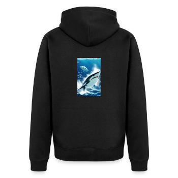 Shark | Great White Shark | Sea creature | Fish - Unisex Premium Organic Zip Hoodie - black - Back - Nico (187cm)