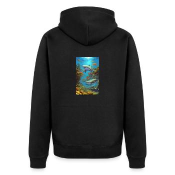 Shark | Great White Shark | Sea creature | Fish - Unisex Premium Organic Zip Hoodie - black - Back - Nico (187cm)