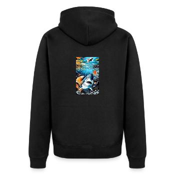 Shark | Great White Shark | Sea creature | Fish - Unisex Premium Organic Zip Hoodie - black - Back - Nico (187cm)