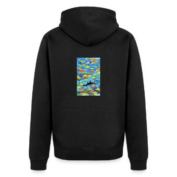 Shark | Great White Shark | Sea creature | Fish - Unisex Premium Organic Zip Hoodie - black - Back - Nico (187cm)
