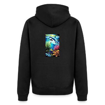 Shark | Great White Shark | Sea creature | Fish - Unisex Premium Organic Zip Hoodie - black - Back - Nico (187cm)