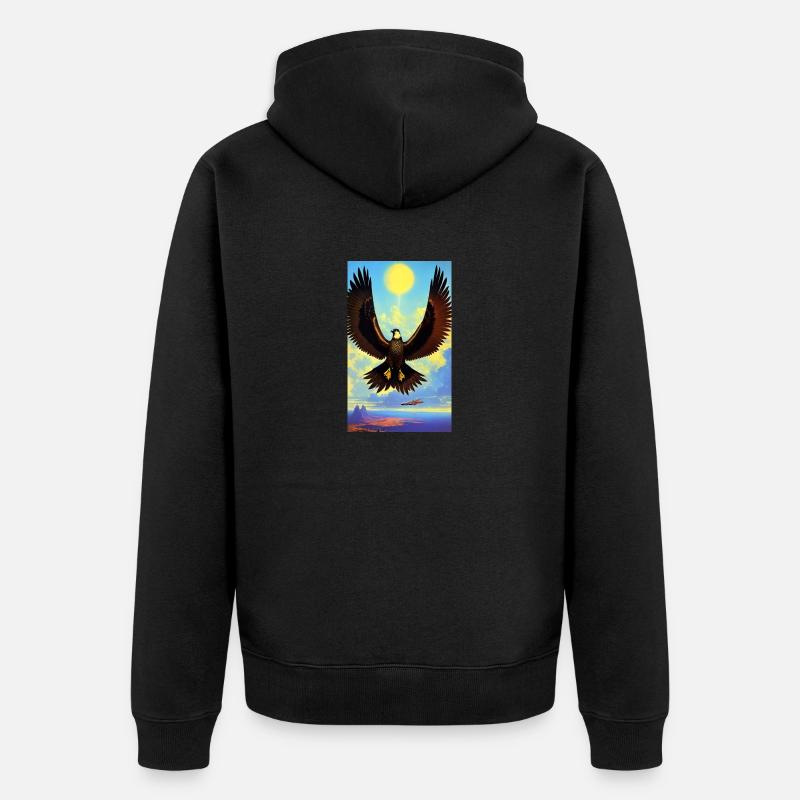Aigle | Oiseaux | Liberté | Animaux - Veste à capuche bio Premium Unisexe - noir
