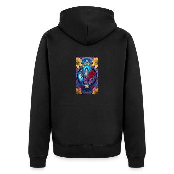 Flowers | Birds | Nature | Butterfly | Floral - Unisex Premium Organic Zip Hoodie - black - Back - Nico (187cm)
