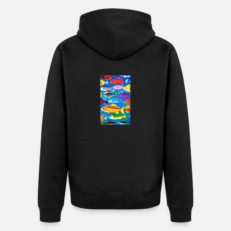Fish | Pattern | Fish Patterns | Angler - Unisex Premium Organic Zip Hoodie - black