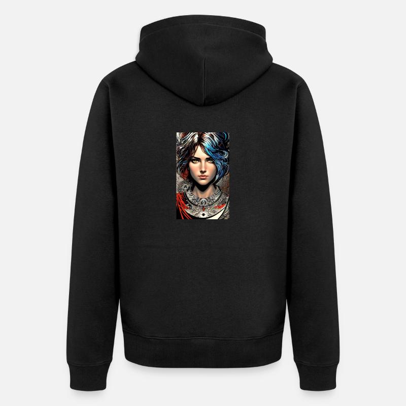Femme | Visage | Filles | Anime | mystique - Veste à capuche bio Premium Unisexe - noir