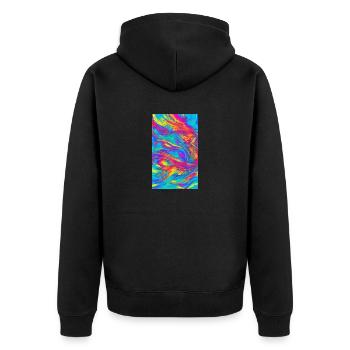 Lignes | Lignes ondulées | Symboles | Modèle - Veste à capuche bio Premium Unisexe - noir - Dos - Nico (187cm)