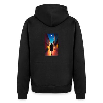 Woman | Face | Girls | Anime - Unisex Premium Organic Zip Hoodie - black - Back - Nico (187cm)
