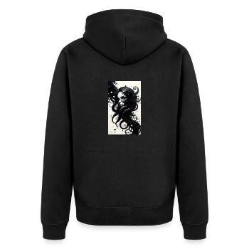 Woman | Face | Girls | Anime | mystical - Unisex Premium Organic Zip Hoodie - black - Back - Nico (187cm)