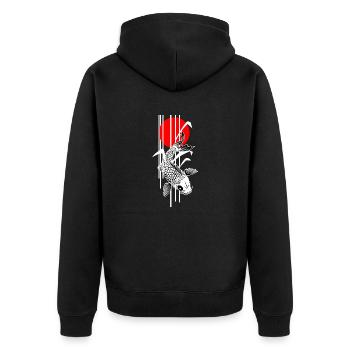 Bamboo Design - Nishikigoi - Koi Fish 2 - Unisex Premium Bio Zip Hoodie - Schwarz - Hinten - Nico (187cm)