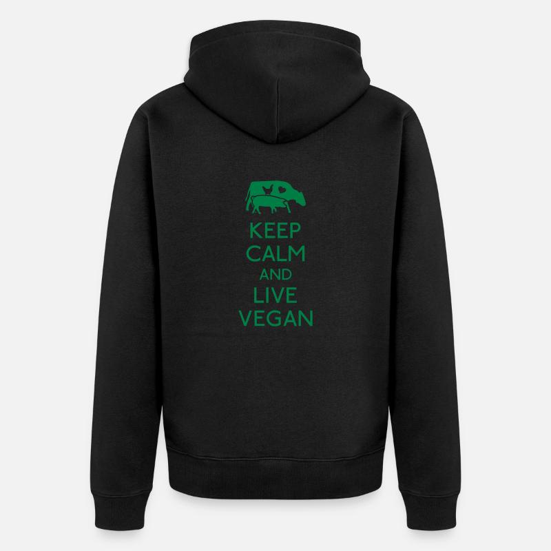 Keep Calm live vegan - Unisex Premium Bio Zip Hoodie - Schwarz