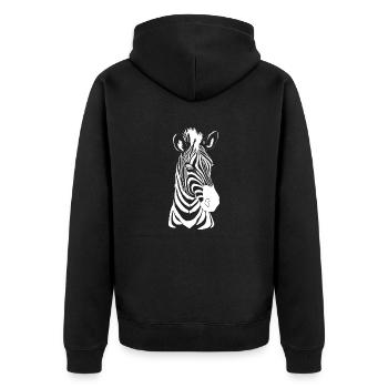 Zebra weiß - Unisex Premium Bio Zip Hoodie - Schwarz - Hinten - Nico (187cm)