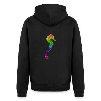 Fête hippocampe paillettes - Veste à capuche bio Premium Unisexe - noir - Dos - Nico (187cm)