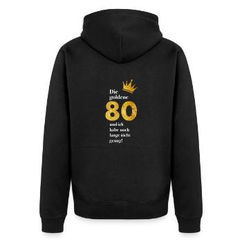 80 Jahre Gold Geburtstag - Unisex Premium Bio Zip Hoodie - Schwarz - Hinten - Nico (187cm)
