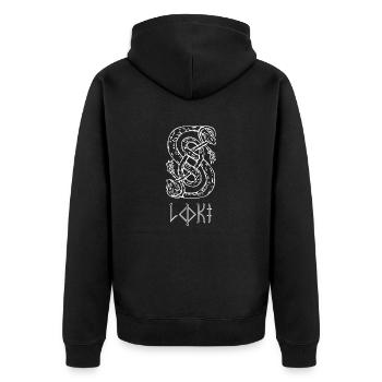 Nordischer Gott Loki Schlangen Symbol - Unisex Premium Bio Zip Hoodie - Schwarz - Hinten - Nico (187cm)