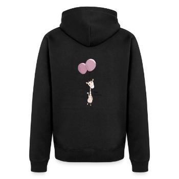 Kleine Giraffe mit Ballon Papas Prinzessin - Unisex Premium Bio Zip Hoodie - Schwarz - Hinten - Nico (187cm)