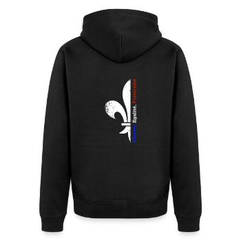 Liberté Égalité Fraternité - Unisex Premium Organic Zip Hoodie - black - Back - Nico (187cm)