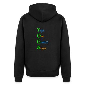 YOGA Yogi Om Gentil Arya - Des fondements du yoga - Veste à capuche bio Premium Unisexe - noir - Dos - Nico (187cm)