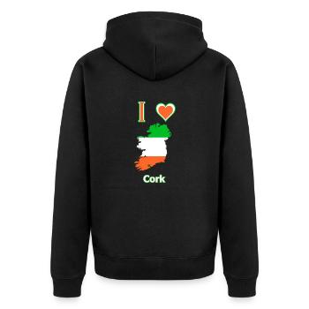 Irelandkarte Flagge mit der Stadt Cork - Unisex Premium Bio Zip Hoodie - Schwarz - Hinten - Nico (187cm)