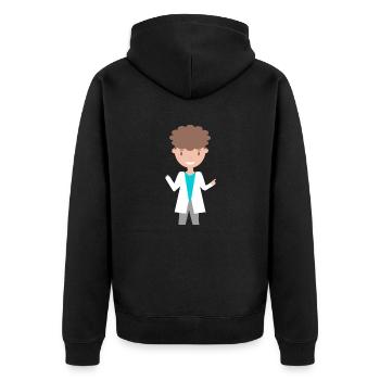 Person Illustratiert (Malte) - Unisex Premium Bio Zip Hoodie - Schwarz - Hinten - Nico (187cm)