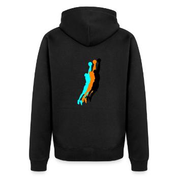 basketballer silhouette 3 - Unisex Premium Bio Zip Hoodie - Schwarz - Hinten - Nico (187cm)