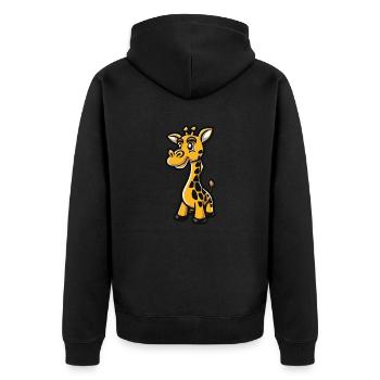 giraffe - Unisex Premium Organic Zip Hoodie - black - Back - Nico (187cm)