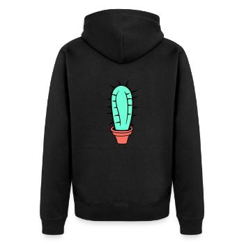 Small Cactus Spines Desert Cacti Flower Pot - Unisex Premium Organic Zip Hoodie - black - Back - Nico (187cm)