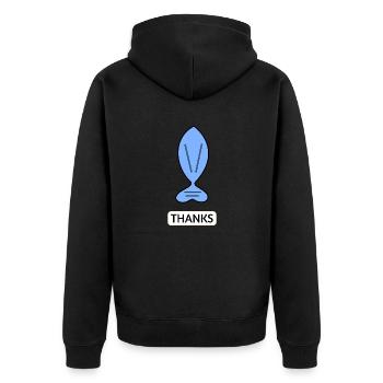 Thanks - Unisex Premium Bio Zip Hoodie - Schwarz - Hinten - Nico (187cm)