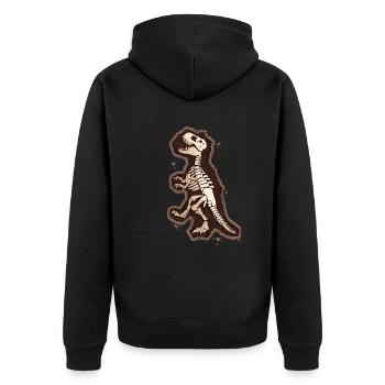 Dinosaurier-Skelett-Design für Dino-Fans - Unisex Premium Bio Zip Hoodie - Schwarz - Hinten - Nico (187cm)