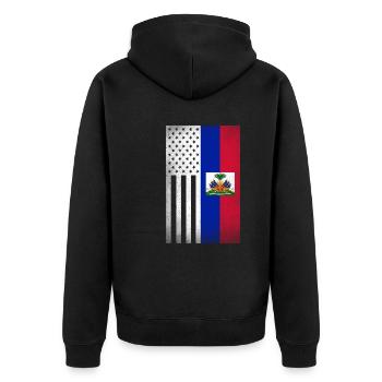Haiti Design für stolze haitianische Amerikaner - Unisex Premium Bio Zip Hoodie - Schwarz - Hinten - Nico (187cm)