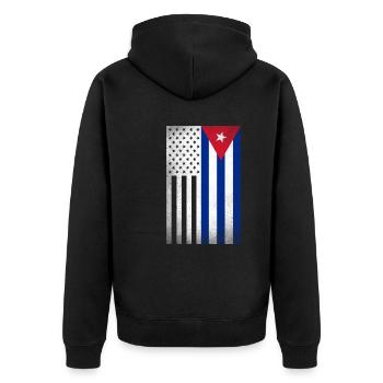 Cuba Design für stolze kubanische Amerikaner - Unisex Premium Bio Zip Hoodie - Schwarz - Hinten - Nico (187cm)