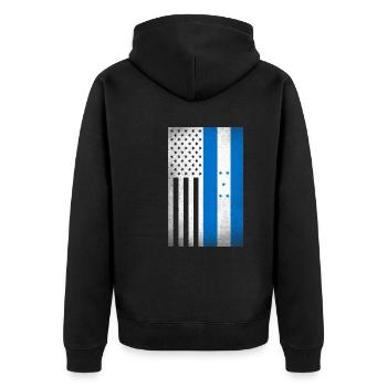 Honduras Design für stolze honduranisch Amerikaner - Unisex Premium Bio Zip Hoodie - Schwarz - Hinten - Nico (187cm)
