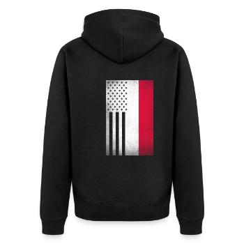 Polen Design für stolze polnische Amerikaner - Unisex Premium Bio Zip Hoodie - Schwarz - Hinten - Nico (187cm)