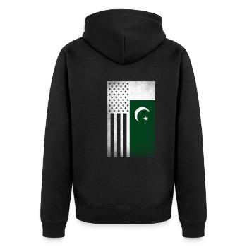 Pakistan Design für stolze pakistanisch Amerikaner - Unisex Premium Bio Zip Hoodie - Schwarz - Hinten - Nico (187cm)