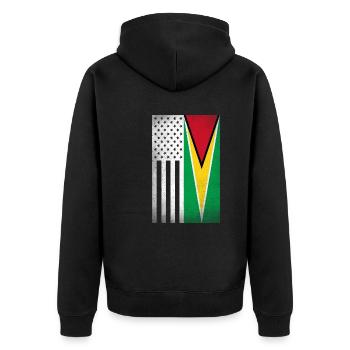 Guyana Design für stolze guyanische Amerikaner - Unisex Premium Bio Zip Hoodie - Schwarz - Hinten - Nico (187cm)