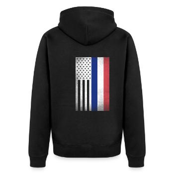 Frankreich Design für französische Amerikaner - Unisex Premium Bio Zip Hoodie - Schwarz - Hinten - Nico (187cm)