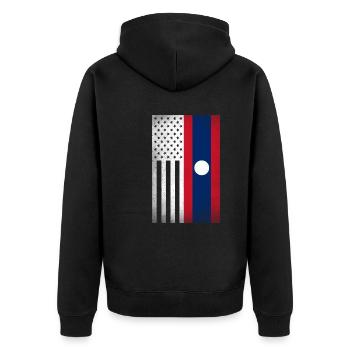 Laos Design für stolze laotische Amerikaner - Unisex Premium Bio Zip Hoodie - Schwarz - Hinten - Nico (187cm)