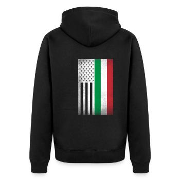 Italien Design für stolze italienische Amerikaner - Unisex Premium Bio Zip Hoodie - Schwarz - Hinten - Nico (187cm)