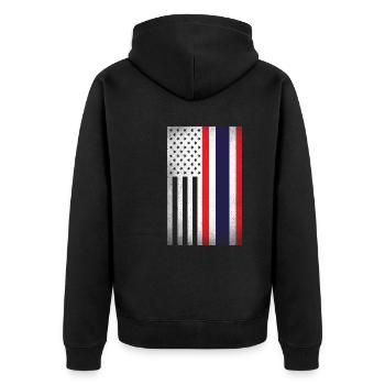 Thailand Design für stolze Thai-Amerikaner - Unisex Premium Bio Zip Hoodie - Schwarz - Hinten - Nico (187cm)