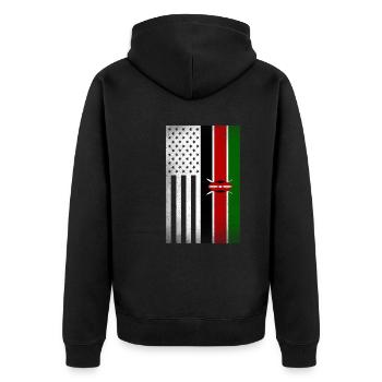 Kenia Design für stolze kenianische Amerikaner - Unisex Premium Bio Zip Hoodie - Schwarz - Hinten - Nico (187cm)