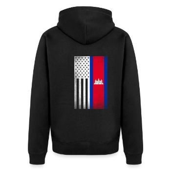 Kambodscha Design für kambodschanische Amerikaner - Unisex Premium Bio Zip Hoodie - Schwarz - Hinten - Nico (187cm)