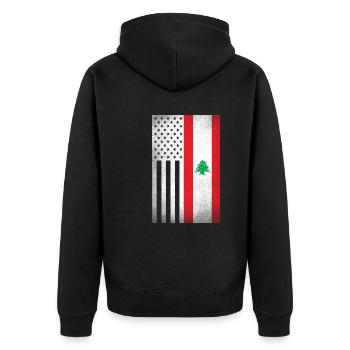 Libanon Design für stolze libanesische Amerikaner - Unisex Premium Bio Zip Hoodie - Schwarz - Hinten - Nico (187cm)
