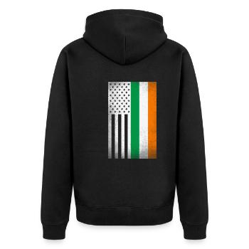 Irland Design für stolze irische Amerikaner - Unisex Premium Bio Zip Hoodie - Schwarz - Hinten - Nico (187cm)