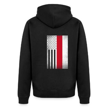 Indonesien Design für indonesische Amerikaner - Unisex Premium Bio Zip Hoodie - Schwarz - Hinten - Nico (187cm)