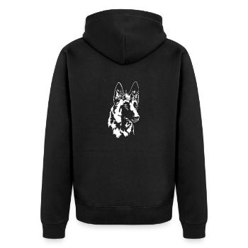 Belgian Malinois Crown Dogs Dog Wilsigns - Unisex Premium Organic Zip Hoodie - black - Back - Nico (187cm)