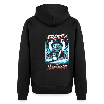 Frosty The Nightmare Festive Slasher Candy Cane - Unisex Premium Bio Zip Hoodie - Schwarz - Hinten - Nico (187cm)